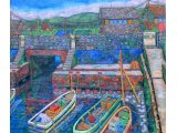 油彩画「舞阪漁港舟溜りＡ」１０号　１９９０年頃の作品