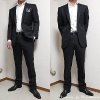 結婚式スーツ着こなし 大阪府Ｍ様 会社の部下様の結婚式、披露宴ご出席用 ブラックシャドゥストライプスーツ