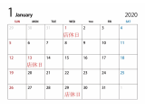 1月の店休日のお知らせです