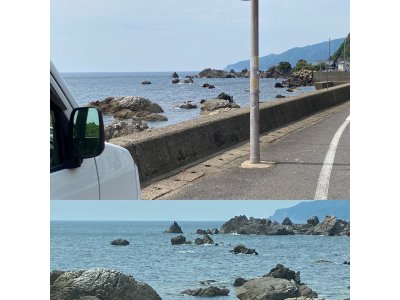 越前海岸沿いのお客様（T様邸）へ