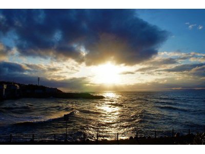 日本海に沈む夕日