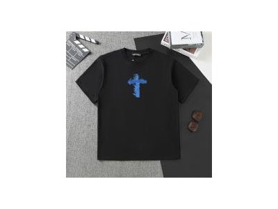 クロムハーツ Tシャツ 青い炎 クロスデザイン「TECHNO HENRY」CHROME HEARTS
