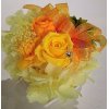前橋花屋人気のプリザーブドフラワー　゛ハート型の花器にイエロー、オレンジのプリザーブドフラワー”