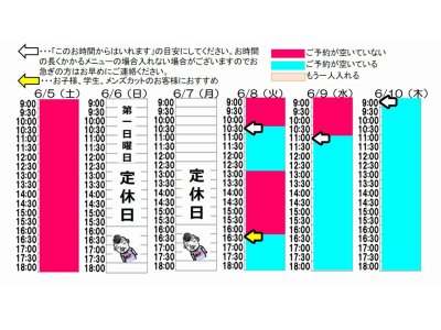 今朝のご予約状況