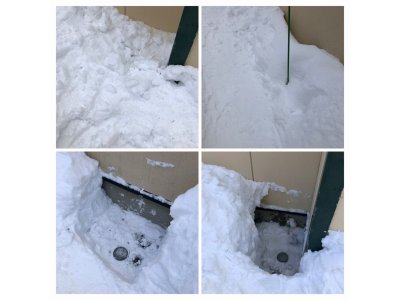 札幌市厚別区にて高圧洗浄の為の雪掘り