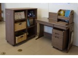 ヒノキの机とオープンシェルフの組み合わせ例