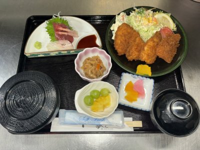ササミカツ、刺身定食