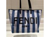 フェンディ トートバッグ ブルーホワイトストライプ ROMA ロゴ FENDI