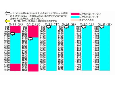 今朝のご予約状況