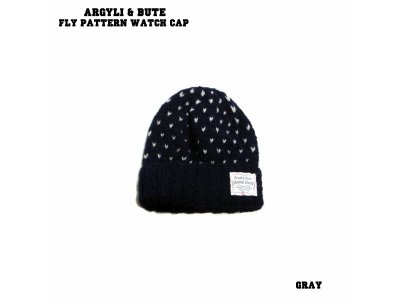 模様が可愛いハンドメイドのウオッチキャップ ARGYLI & BUTE FLY PATTERN WATCH CAP