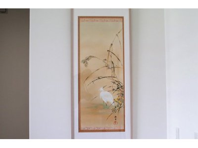 酒井抱一 「芦に白鷺図」