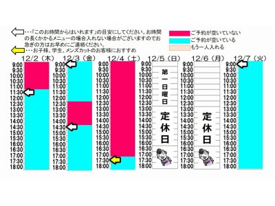 今朝のご予約状況