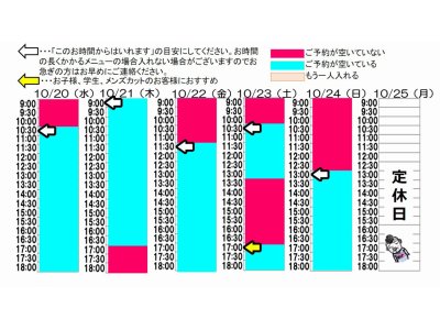 今朝のご予約状況