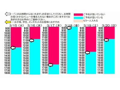 今朝のご予約状況