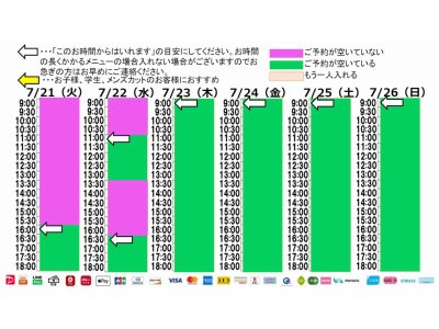 今朝のご予約状況