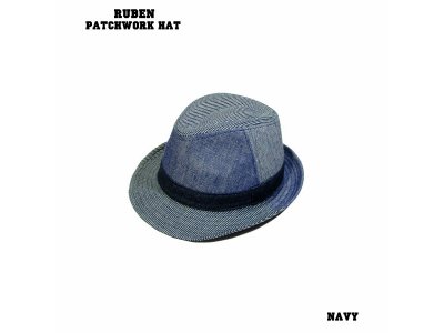 シャンブレー/ヘリボーン生地のパッチワークハット＜RUBEN PATCHWORK HAT＞