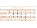 来週の予約状況4/21-4/27