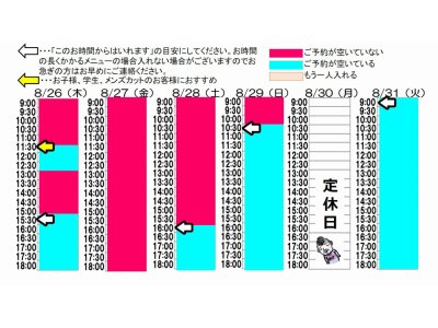 今朝のご予約状況