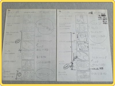 【野球狂の詩/CM用絵コンテ(日清めん八珍)2種類】昭和53年