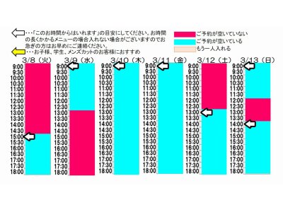 今朝のご予約状況