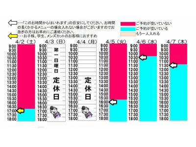 今朝のご予約状況