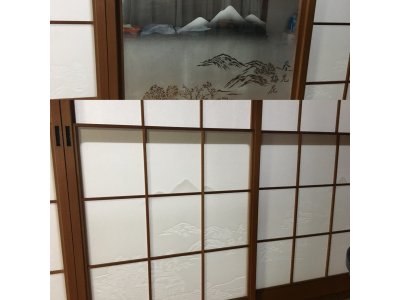 雪見障子と山水ガラス