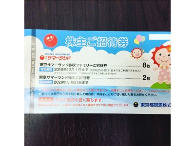 東京サマーランド株主優待券 ヤフオク出品しました