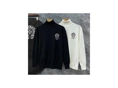 CHROME HEARTS セーター シルバークロスロゴ 刺繍 柔らか素材 タートルネック クロムハーツ
