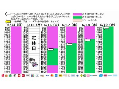 今朝のご予約状況