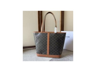 セリーヌ トートバッグ トリオンフパターン キャンバス ブラウンレザー CELINE