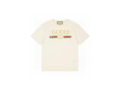 GUCCI Tシャツ ヴィンテージロゴ プリント デザイン GGライン半袖 グッチ