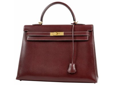 HERMES ケリー 35 外縫い 2WAY ショルダーバッグ ハンドバッグ クシュベル ルージュアッシュ □F レディース