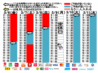 今朝のご予約状況