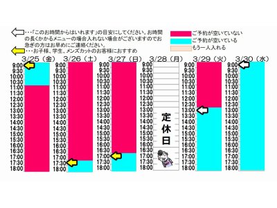 今朝のご予約状況