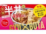 吉野家 2/24半ドンの日 牛丼&豚丼 ハーフ&ハーフ