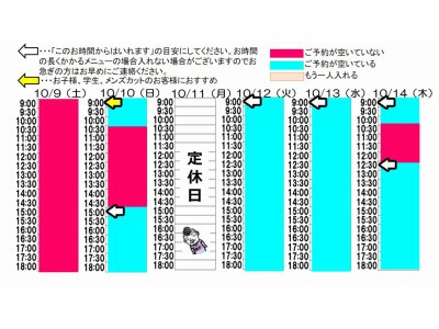 今朝のご予約状況