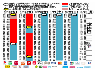 今朝のご予約状況