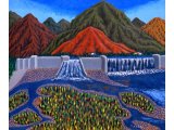 油彩画「ダムの秋」１９８９年頃の作品