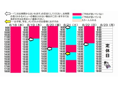 今朝のご予約状況