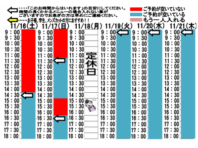 今朝のご予約状況