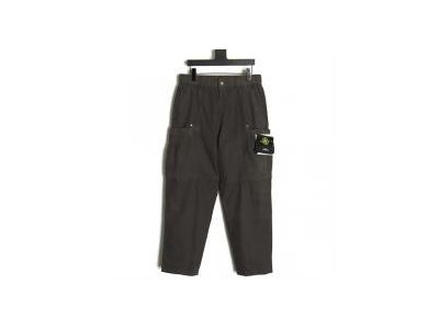 2024秋冬 ストーンアイランド カーゴパンツ ブラックカラー コンパスロゴポケット 綿 STONE ISLAND