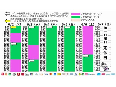 今朝のご予約状況