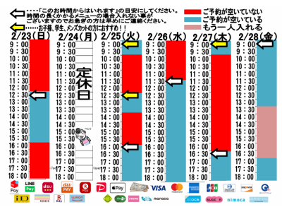 今朝のご予約状況