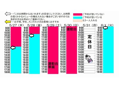 今朝のご予約状況