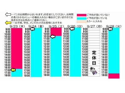 今朝のご予約状況