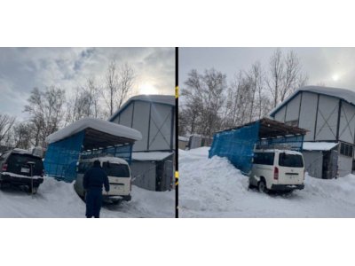 西岡 カーポートの雪落とし