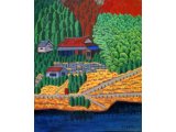 油彩画「湖畔の秋」　１９８９年頃の作品　
