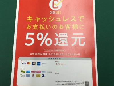 キャッシュレス決済で5％還元