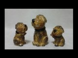 昭和レトロ　陶器　犬の親子　置物