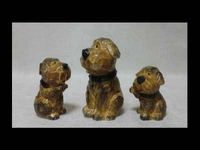 昭和レトロ　陶器　犬の親子　置物